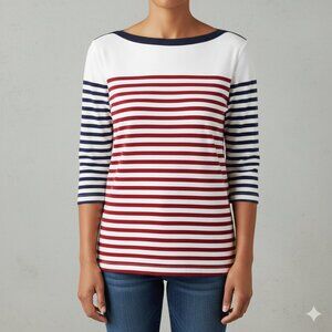 NWOT - Ralph Lauren Boat Neck 3/4 Sleeve Stripe Top Size L